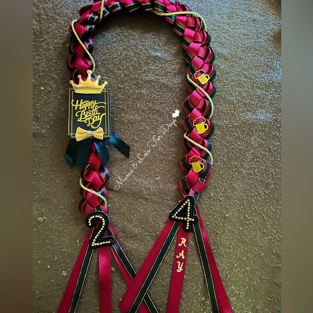 Beer Mans Birthday Lei Senior Grad Money lei Custom Made will personalize name